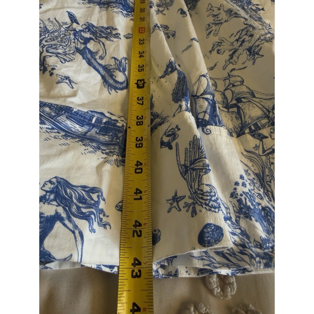 Avec Les Filles Blue White Mermaid Toile Linen Blend Midi Dress Size 8 NWT - Picture 16 of 16
